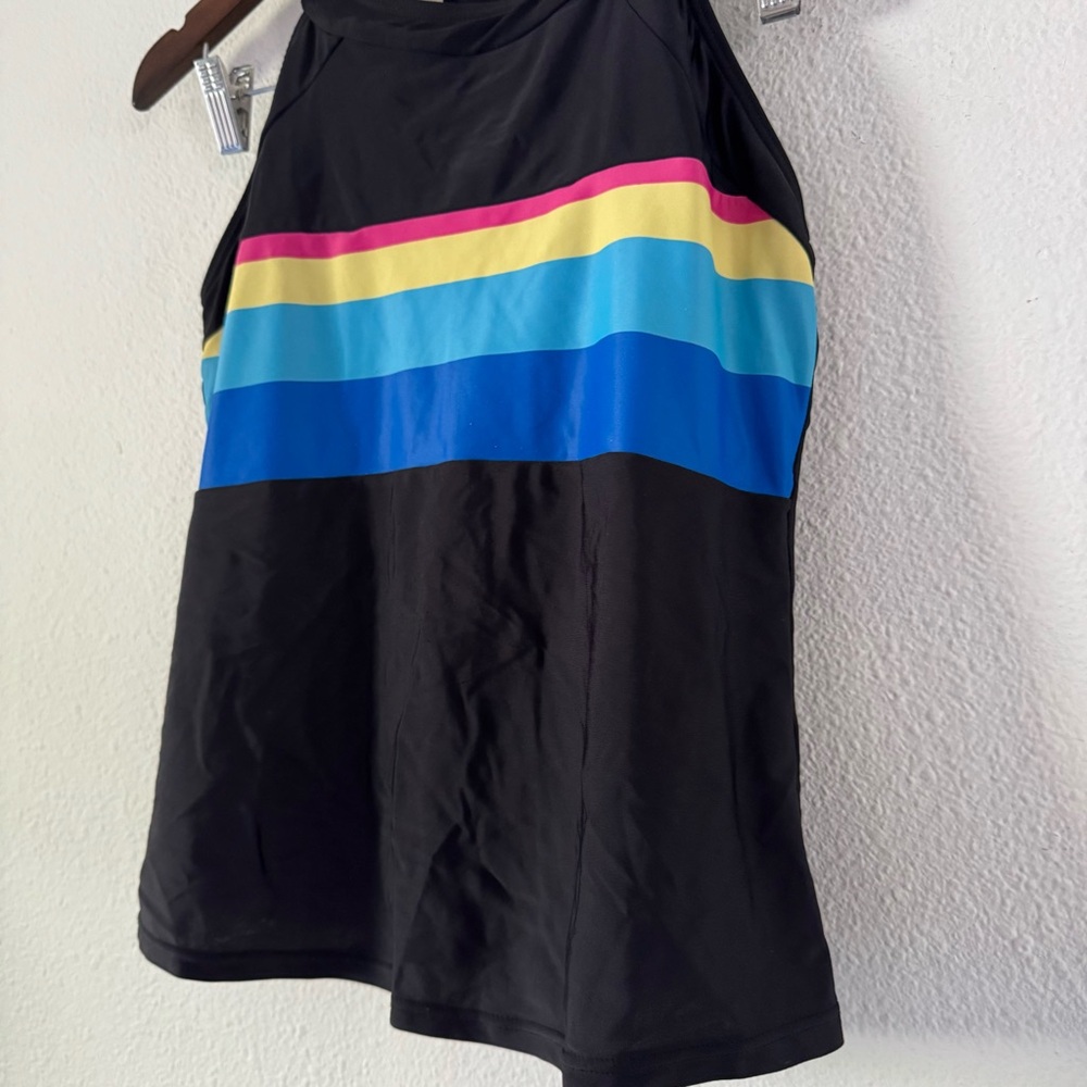 Rainbow Retro Sporty Swimsuit 2 Piece Surfing Tankini Sporty Medium Athleisure - Picture 4 of 16